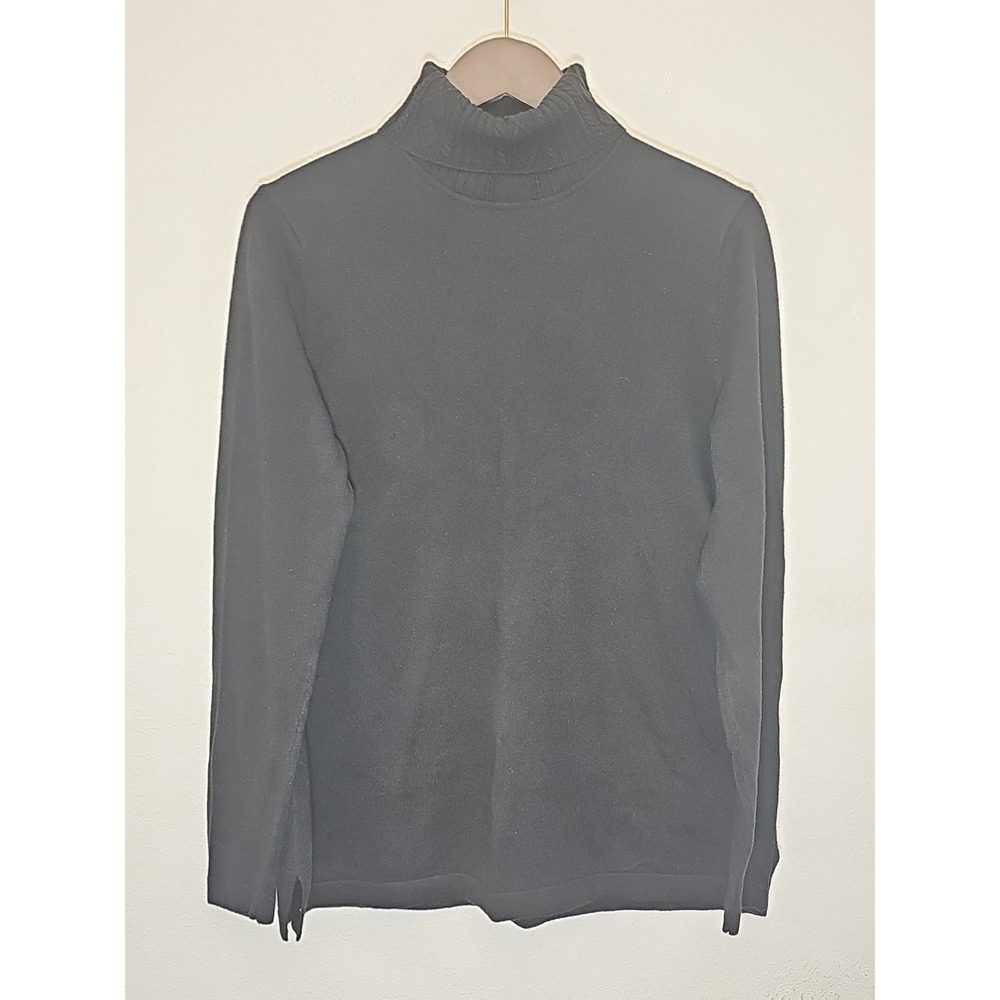 Women's Talbots Mock Neck Long Sleeve Black Stretch Turtleneck Sz S